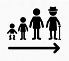 Icons showing different ages from baby to elderly person