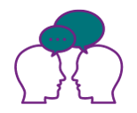 Graphic showing heads facing each other with speech bubbles above
